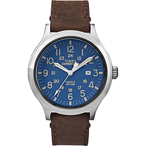 Timex Expedition® Scout 43 Watch - Blue Dial/Brown Leather
