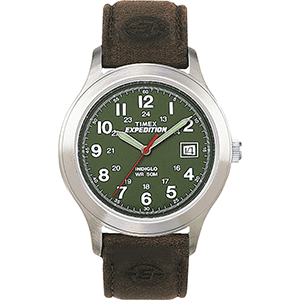 Timex Expedition® Metal Field Full-Size Watch - Olive Dial/Brown Leather