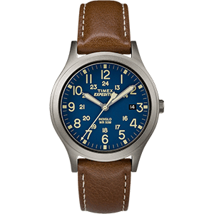 Timex Expedition® Mid-Size Leather Watch - Blue Dial